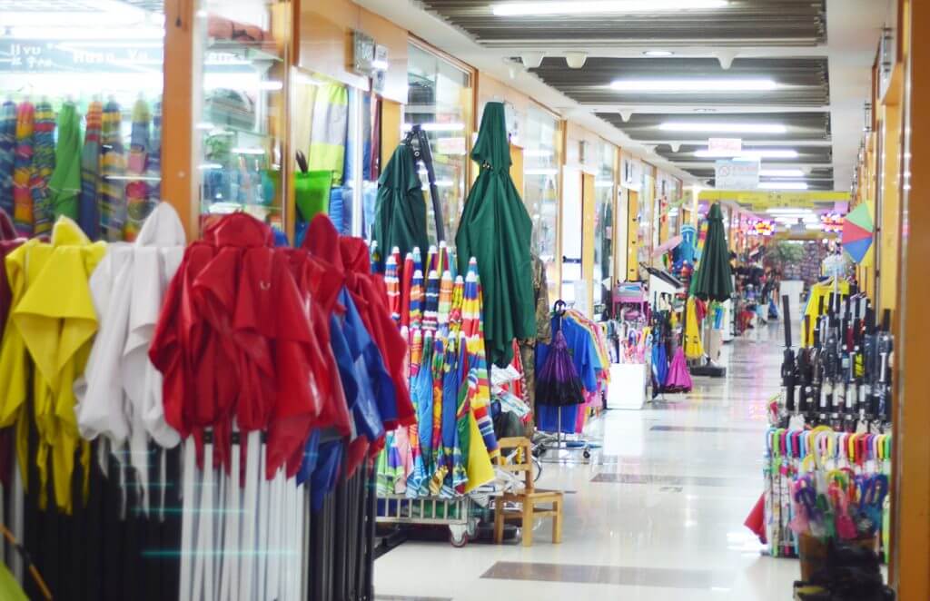 Umbrella and rain gear in District 2 of Yiwu Market